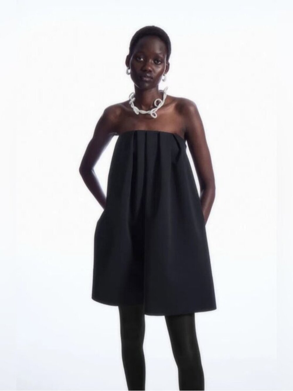 COS Pleated Bandeau Mini Dress